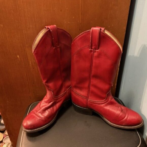 Vintage 1980s Red Laredo Round-toe Roper Cowboy Boots - 6M - Picture 10 of 16